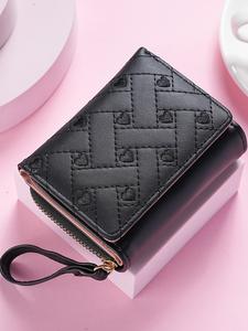 Women's Simple Heart Embroidered Wallet Coin Purse Card Holder, Daily Use, Perfect Gift for Holidays, Stylish and Functional, Credit Card Organizer