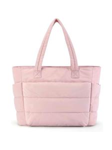 Women's Solid Color Quilted Tote Bag, Lightweight Puffer Design Shoulder Bag for Travel & Work & Beach, Casual Trendy Versatile High-quality Daily Commuting Bag, Commuter Tote Bag