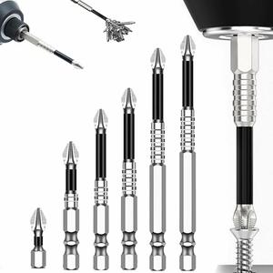 K5 Impact-resistant & Anti-slip Bit Impact Wrench Bit Set Titanium Impact Wrench Anti-slip Cross Head High Magnetic Screwdriver Bit 6-piece set