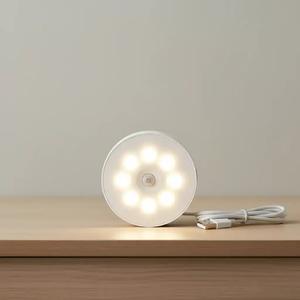 Motion-sensor Night Light, 3/6 Counts 8-LED 3-Mode USB Rechargeable Sticky Magnetic Night Light for Cabinets, Stairs and Bedroom, Dimmable Night Light