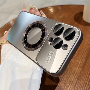 Metallic Matte Magnetic Charging Phone Case, 1 Count Shockproof Phone Protective Cover, Phone Accessories Compatible with iPhone 15 14 13 12 Pro Max Plus