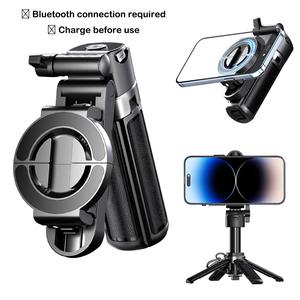 2025 New 4-in-1 Multifunctional mini Selfie Stick with 360° Rotation Compact Stylish Wireless Bluetooth Control Magnetic Phone Holder for Selfies Video Recording Vlogging Compatible with Most Phones - Stabilizer Camera,Maxinum extend to 16 inches