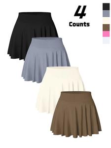 Women's Solid Color Pleated Skort, Sporty Casual Pocket Skort for Tennis Yoga Gym, Golf Skirts, Ladies Sportswear for Spring & Fall, Womenswear, Sporty Breathable Skorts, Tennis Attire, Skort with Pockets