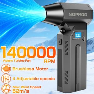 140000RPM Cordless Turbo Blower - 4 Gears LED Light Type-C for Car Snow Removal Clearing fallen leaves Clean the dust off the computer BBQ Rechargeable Air Blower