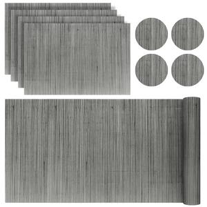 ZENO Placemats Table Mats | 9 Piece Set with 4 x Placemats + 4 x Coasters + 1 x Long Table Mat | Resistant Anti Slip Table Place Mats and Coaster Sets for Home | Restaurant | Grey