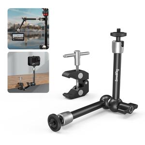 SMALLRIG Clamp w/ 1/4" and 3/8" Thread and 9.8 Inches Adjustable Friction Power Articulating Magic Arm with 1/4" Thread Screw for LCD Monitor/LED Lights - KBUM2732B