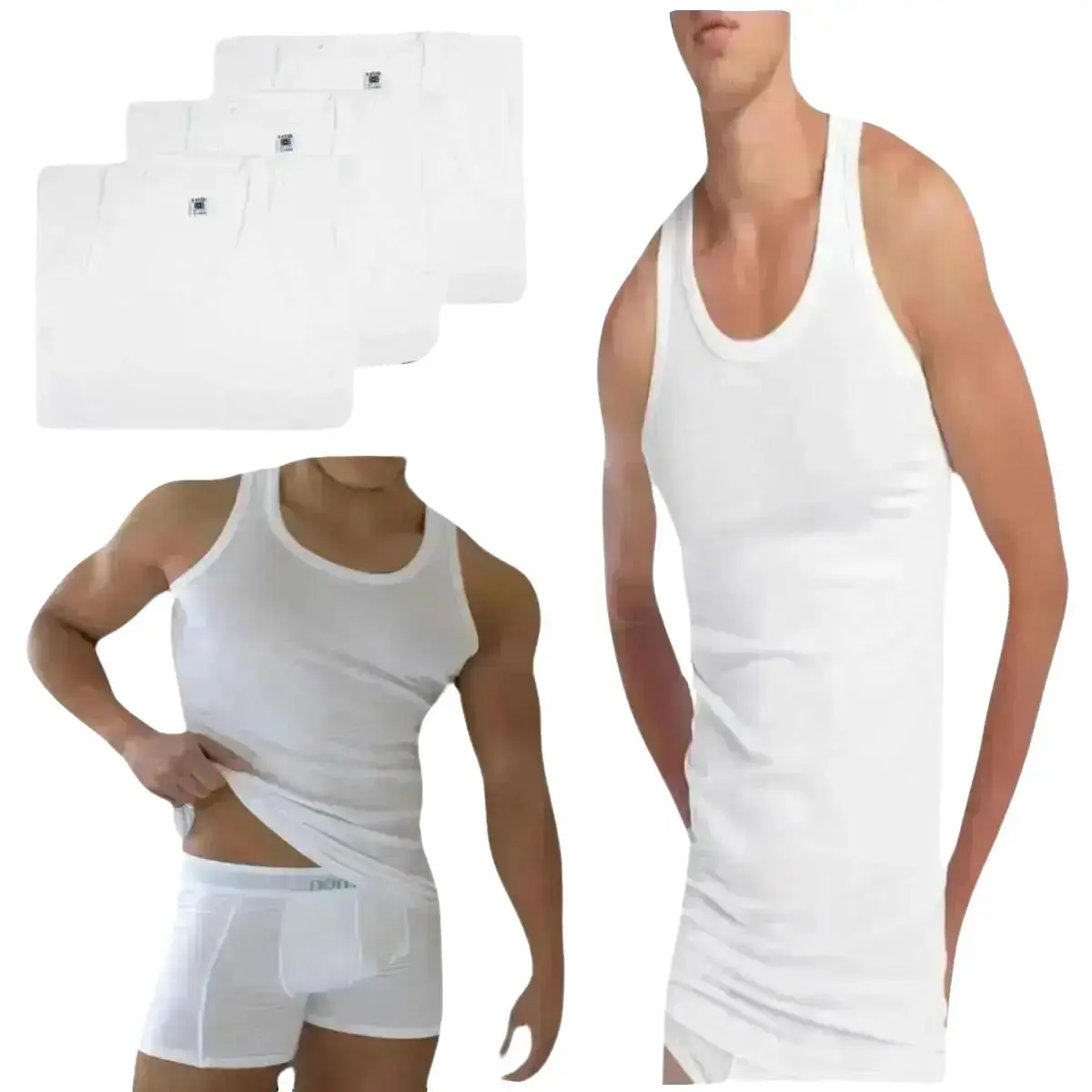 Men's Plain White Vest - Cotton Tank Top | Sizes S to XXL | UK Seller | Multi-Pack Options