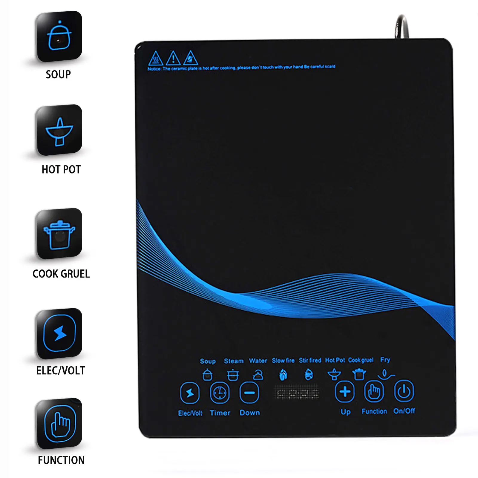 Electric Induction Cooker Hob, Portable 2200W Digital Single Table Top Hob with 8 Adjustable Temperature & Power Settings, Built in Timer, Overheat Protection & Auto Switch Off