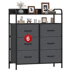 Glowlite 6 Drawers, Chest Of Drawers ,Fabric Storage Tower for Bedroom,Fabric Dresser With Double Wooden Top,Dresser For Bedroom,Storage Organizer