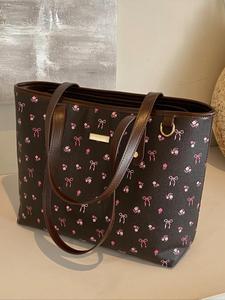 Valentine's Day Gift Women's Elegant Floral Bow Pattern Handbag, personality versatile Daily Shoulder Bag, simple exquisite Casual Fashion Fashionable Patterned Bag High quality Daily Commuter Bag