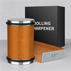 Rolling Knife Sharpener Kit, 1 Set Portable Cutting Knife Sharpener with Diamond & Ceramic Grinding Disc, Wooden Kitchen Accessories, Kitchen Knife Sharpening Tool for Home Kitchen Dining Room Outdoor Picnic, Kitchenware