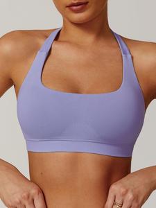 Women's Solid Color Halter Neck Gym Sports Bra, Tight-fitting Breathable Comfortable Backless Sports Vest, Ladies Sportswear Workout Bras for Indoor Outdoor Wear