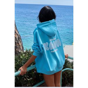 Kaiia Bubble Graphic Oversized Hoodie Pool Blue