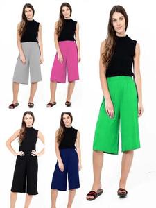 Findfashion Women's Casual Wear Comfortable 3/4 Short Plazzo Wide Leg Culottes Trouser For Ladies