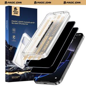 New MAGIC JOHN Premium Privacy Screen Protector | Shockproof Tempered Glass, Auto Dust Removal, Bubble-Free Easy Installation, Ultra-Clear for iPhone & Samsung