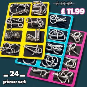 24 - piece Complete Set of Nine - Link Metal Educational Puzzle Toys - Intelligence Locks