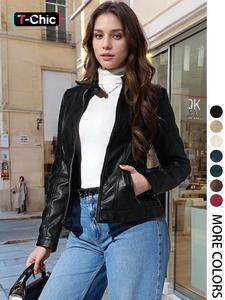 Women's Solid Color Zipper Jacket, Casual Pocket Jacket for Daily Wear, Ladies Clothes for All Seasons