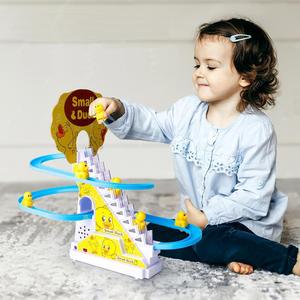 Small Ducks Climbing Stairs Toys, Electric Ducks Chasing Race Track Game Set, Playful Sliding Track Toy with LED Flashing Lights & Music, Fun Interactive Toys, Ideal Birthday Gift