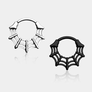 Halloween Themed Spider Web Hinged Segment Septum Piercing Ring Daith Earring