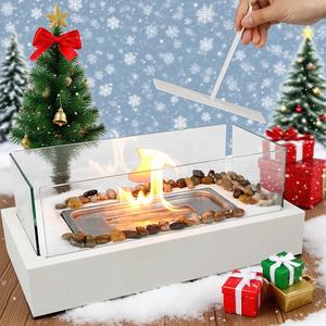 Tabletop Alcohol Heater Lamp, Outdoor Real Flame Atmosphere Light, Stainless Steel Cylinder Design, Perfect Small Fireplace for BBQ & Parties