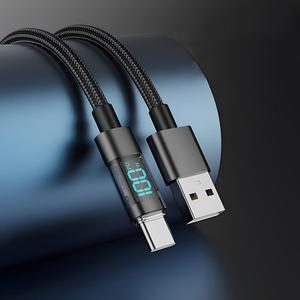 100w digital display fast charging data cable, usb-c data cable, type-c phone charging cable for samsung s24 xiaomi redmi huawei, charger, smartphone, cellphone