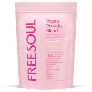 vegan protein blend by free soul – premium plant-based protein powder | designed for women | multiple flavours | 600g pouch | 20 servings