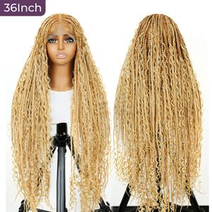 Ash Blonde Holiday Braids | 36” Full Lace Knotless Boho Wig – #T274/614 Wavy Ends, Glueless Fit, Lightweight & Natural Look | Outdoor-Ready Style by SuperNova Hair