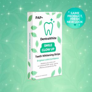 DentraWhite Smile Glow Up Teeth Whitening Strips (PAP+) – 14 Treatments / 28 Strips (No Peroxide)