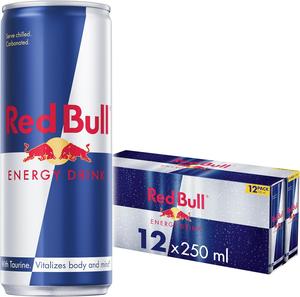 Red Bull Energy Drink 250 ml x12 Pack - Vitalizes Body and Mind with Taurine - Serve Chilled Carbonated