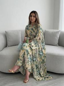 Elegant Abaya Open Front Cardigan Long Robe Set, Perfect for Vacation Parties Gatherings, Includes Headscarf, Fashionable and Beautiful