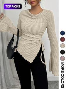 Women's Simple T-Shirt for Fall & Winter, Slim-Fitting Casual Top, Comfortable and Fashionable Everyday Wear