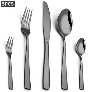 Stainless Steel Cutlery Set, 20pcs/5 Counts Including Knife & Fork & Spoon, Flatware Set for Home & Dining Bar, Kitchen Accessories, Dinnerware Sets, Dinnerware Service Set, Tableware Kit, Utensils, Forks Spoons and Knives Set