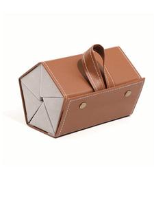 Simple 5 Slot Brown Sunglasses Storage Organizer, Trendy Foldable Travel Case with Multiple Glasses Hanging Hole, Portable Eyewear Display Box for Travel, Travel Essentials