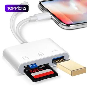 3 in 1 USB C Dual Plug SD Card Reader, Camera Adapter, USB C to SD Card Reader, Phone Accessories for iPhone 16 15 14 13 12 11 XR XS Max 8 7, Type-C Android Phone, Tablet, Laptop, USB C Input
