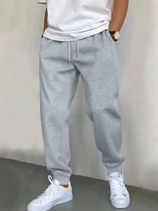 Men's Solid Drawstring Waist Sweatpants, Casual Regular Fit Pocket Jogger Pants for Spring & Fall, Fashion Men's Bottoms for Daily Wear, Casual Comfy Joggers