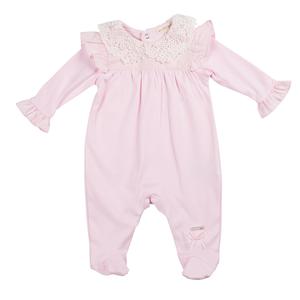 Pink Broderie Collar Babygrow