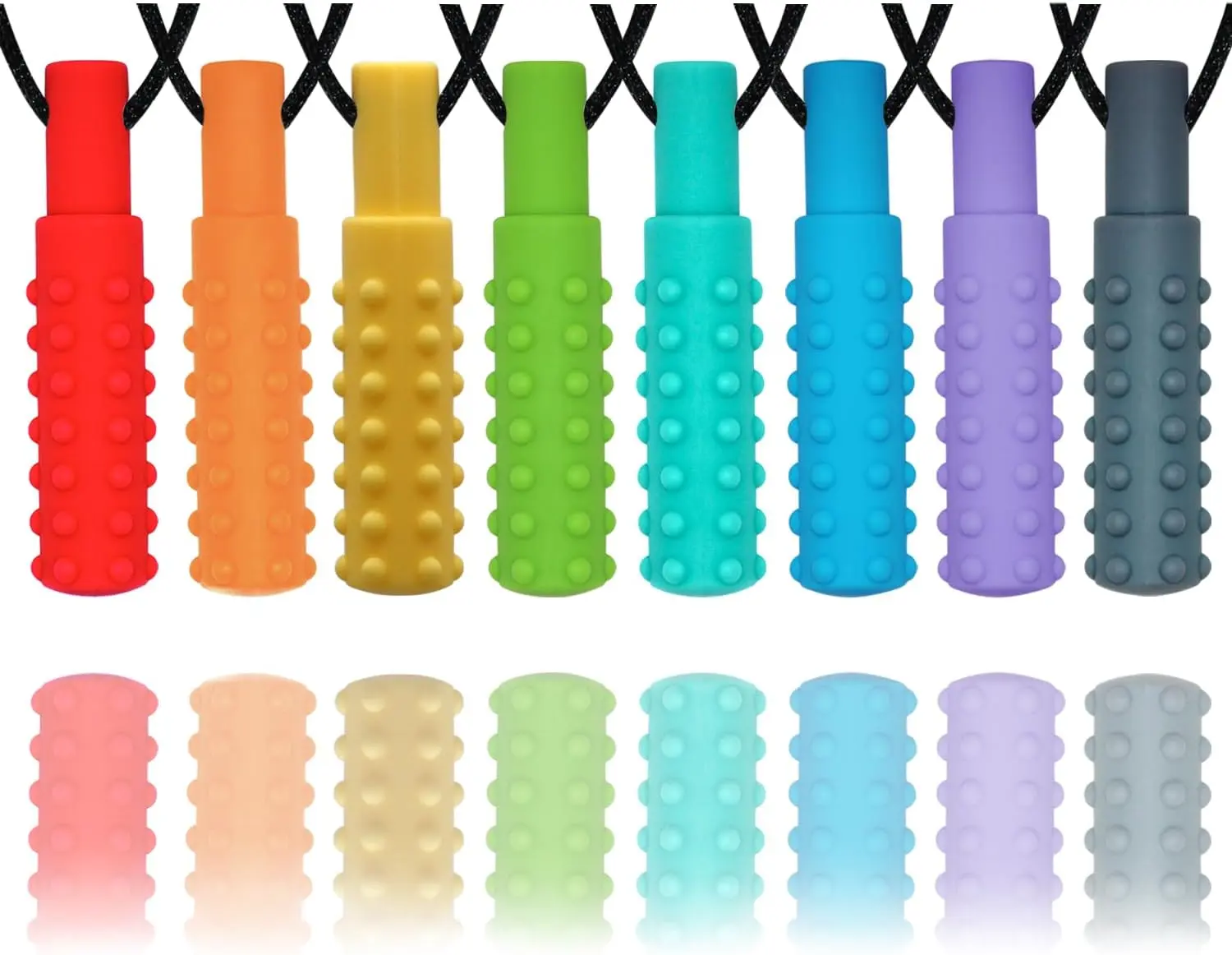 Sensory Chew Necklaces for Boys and Girls, 8 Pack Chew Necklace for Sensory Kids with Autism, ADHD, SPD, Biting, Silicone Chew Necklace Sensory Oral Chew Toys for Adults Reduce Chewing Anxiety Fidget