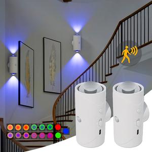 Smart RGB Motion Sensor Night Light, LED Wall Lamp, Sunset Mood Light, USB Rechargeable & Magnetic, Ambient Light, Indoor Light, Magnetic Step Lamp for Entryway, Perfect for Bedroom, Bathroom, Living Room, Hallway, Stairs, Home Decor