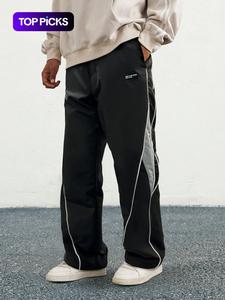Men's Letter Patchwork Side Stripe Drawstring Waist Pants, Casual Loose Pocket Trousers for Daily Wear, Fashion Men's Bottoms for All Seasons