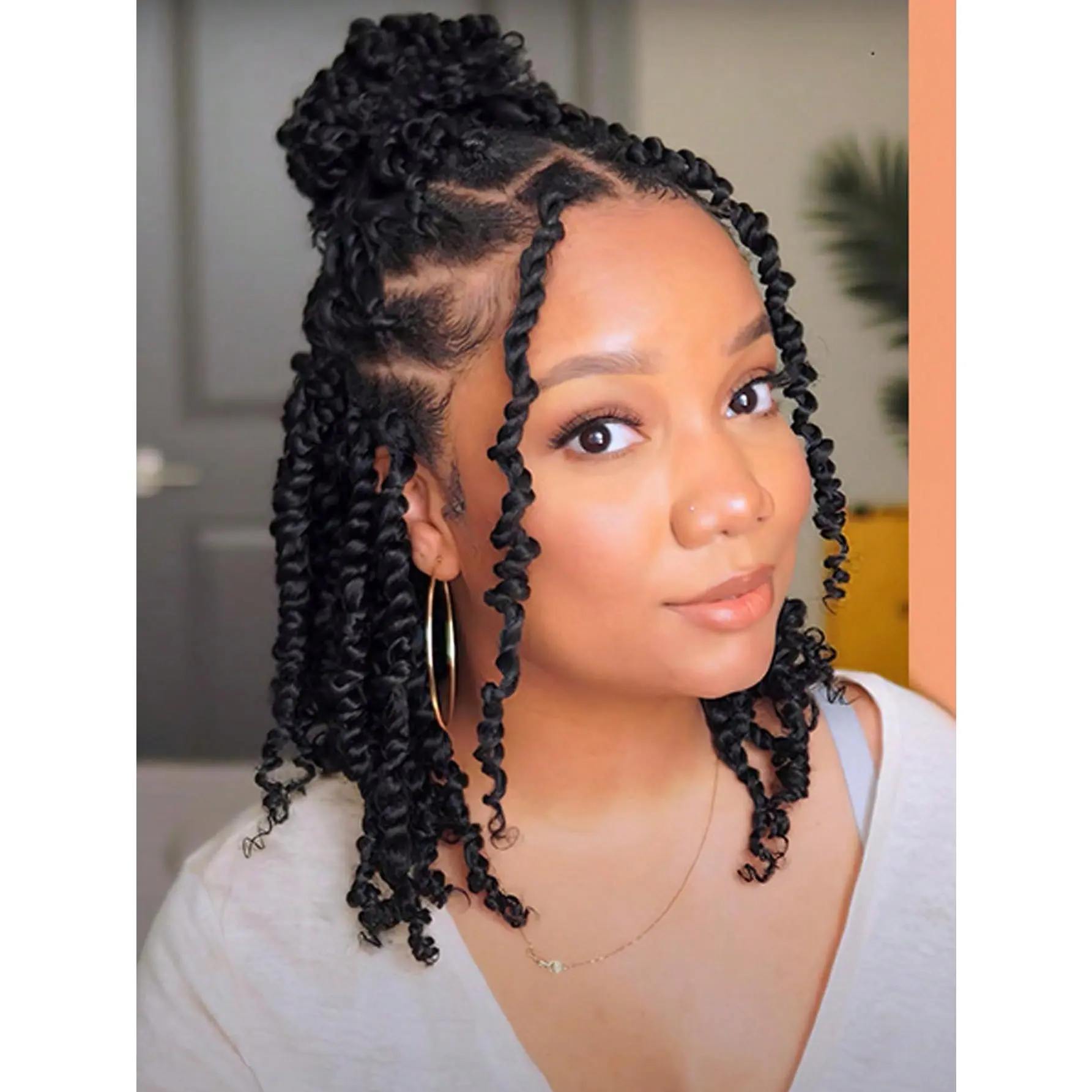 8 Inch Passion Twist Hair Synthetic Crochet Braiding Hair Extensions 12 Strands Curly Braiding Hair