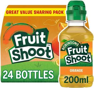 FRUIT SHOOT Orange 24 x 200ml drinks fizzy bottles