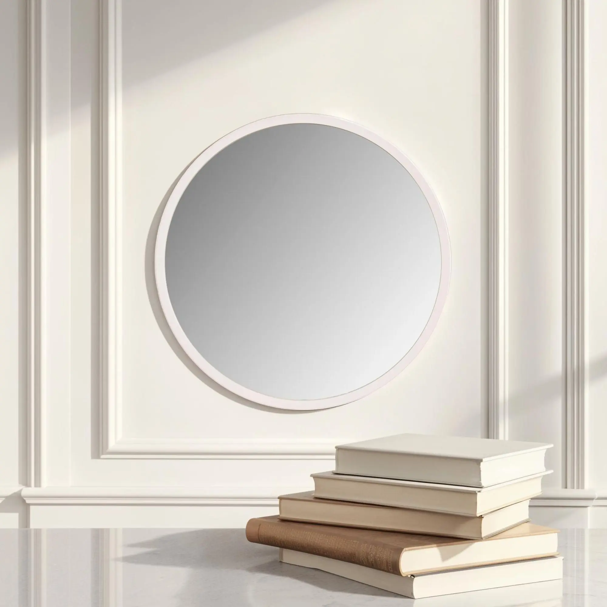 Modern White Round Mirror