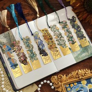 8 Pce Metal Oil Painting Bookmarks for Book Lovers Ideal Gifts for Friends Teachers Christmas New Year Decorative Functional Bookmarks