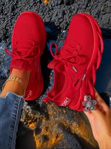 Women's Fashionable Lace Up Low Top Sneakers, Casual Comfortable Breathable Sports Running Shoes, All-match Round Toe Chunky Sneakers for Daily Life