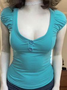 Women's Plain Button Tee, Casual V-Neck Short Sleeve T-shirt for Summer, Women's Top for Daily Wear