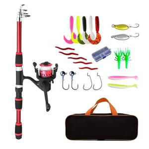 Fishing Pole Set, 1 Set Full Kits with Telescopic Fishing Rod & Spinning Reel & Baits & Hooks & Storage Bag Set, Portable Outdoor Fishing Accessories