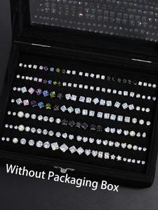 Simple Elegant Artificial Zircon Studs Earrings Set, Geometric Heart Star Square Black Cubic Zirconia Earrings, Fashionable Jewelry Accessories for Women & Men, Trendy All-match & Exquisite Jewelry for Birthday Gift