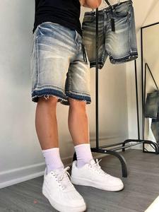 Y2K Street Style Loose Fit Jeans Shorts, Cotton Slant Pocket Design, Summer Fashion, Trendy Wide Leg Denim Jeans for All Seasons, Streetwear