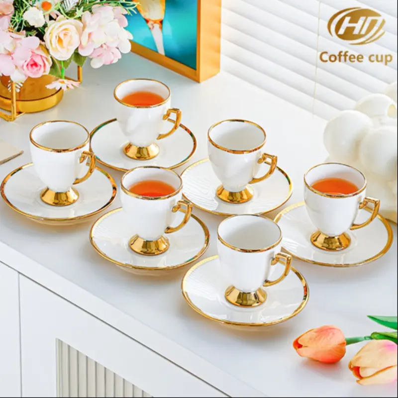 Luxury Ceramic Coffee Cup Set, High-End Porcelain Tea Cups & Saucers ...