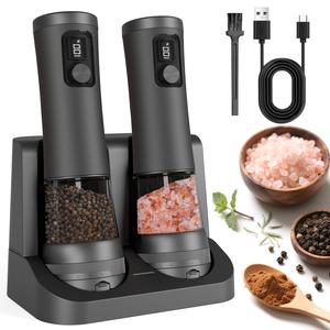 Electric Pepper Grinder Adjustable Coarseness Automatic Condiment Container Portable Household Kitchenware for Sea Salt & Sichuan Pepper Kitchen Gadgets
